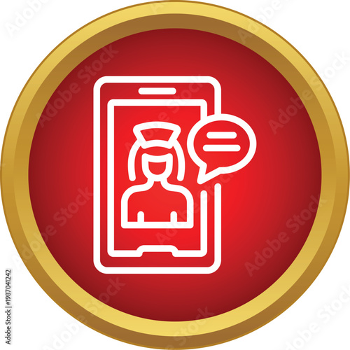 Smartphone displaying female nurse icon and chat bubble, representing telemedicine consultation