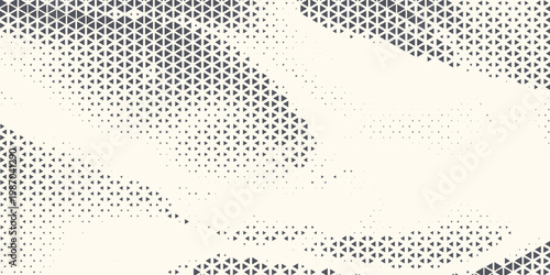 Triangle Shapes Vector Abstract Geometric Technology Background. Radial Composition Halftone Frame Triangular Retro Simple Pattern. Minimal Style Dynamic Tech Wallpaper
