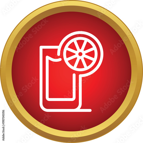 Tequila shot glass with a lemon slice in a minimal flat style icon
