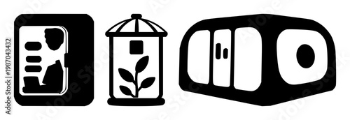 Startup incubator icon set with solid black icon against white background featuring entrepreneurship, incubator, startup with business and technology