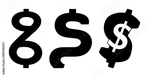 Profit margin icon set with solid black flat design featuring dollar sign, upward arrow, and bar chart with financial growth and business success