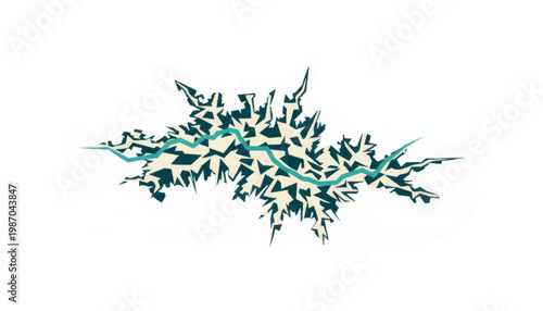 Abstract geometric fissure or crack vector illustration. Jagged map element representing anxiety and tension. Flat design graphic isolated on white background