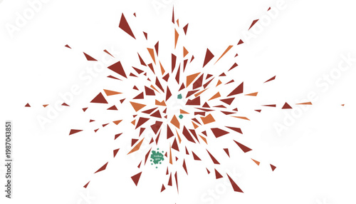 Abstract geometric explosion with hidden gem concept. Vector illustration of shattered shards and debris radiating from center
