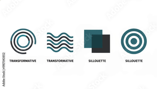 Abstract geometric icon set. Collection of transformative and silhouette symbols for logos. Minimalist flat vector illustration.