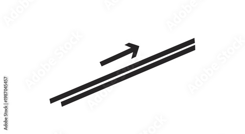 A simple black arrow pointing right on a white background next to two parallel lines.