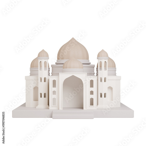 3D render of mosque building illustration. Suitable for Islamic content such as Eid, Ramadan, or Muharram