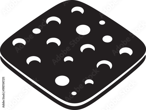 Swiss cheese slice icon with holes on white background  simple illustration