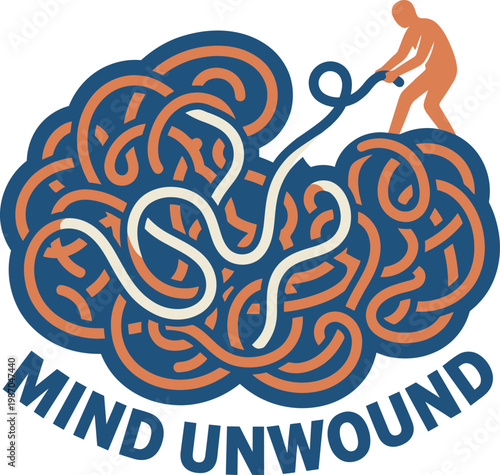 Overthinking Brain Maze Illustration | Mental Clarity Stress Relief Concept for Wellness Design