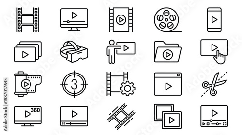 Film and video production icons a collection of media elements