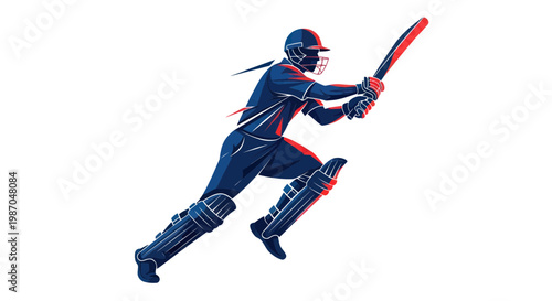 Cricket Player Action Shot - Dynamic Silhouette Batting Stance
