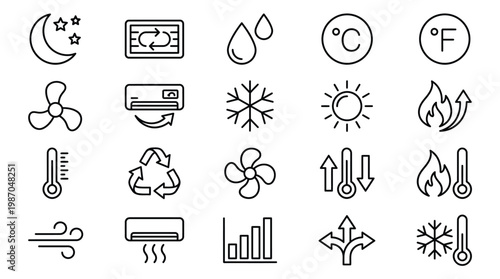 Line Air Conditioning Icons