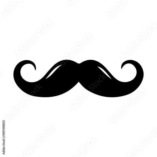 Classic Handlebar Mustache Icon Illustration Isolated on White
