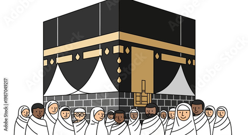 Muslims pilgrims in white robes.