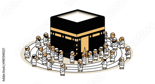Pilgrims Circumambulate Kaaba Mecca Islam.