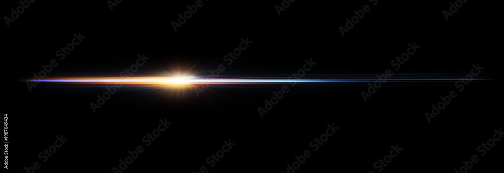 Fototapeta premium Subtle White Light Flare Horizontal Glow Line Effect.
