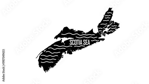 Scotia Sea Outline Map, black isolated silhouette