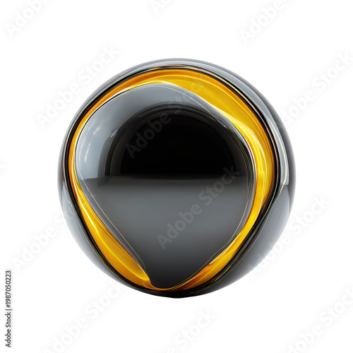 A sleek, modern, and vibrant glass sculpture on transparent background