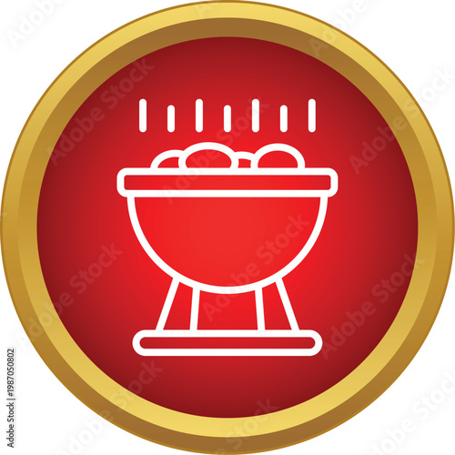 Sauna heater icon with steaming stones inside a red circle