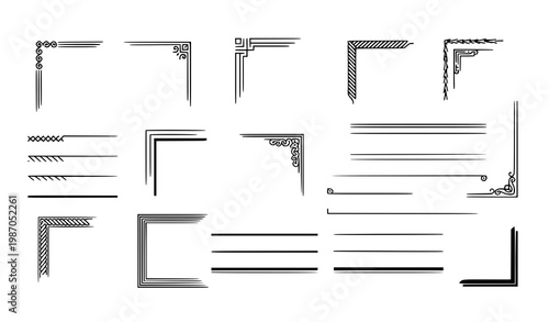 Corner and frame decoration vector collection with mixed border elements and stylish design accents