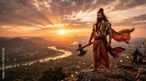 Parshuram Jayanti celebration on hilltop overlooking serene river landscape