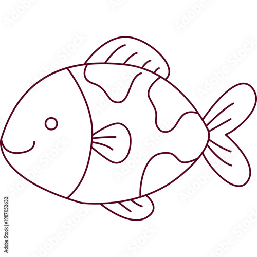 Cute Spotted Fish Line Art Illustration