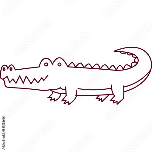 Simple Hand Drawn Crocodile Sketch Illustration