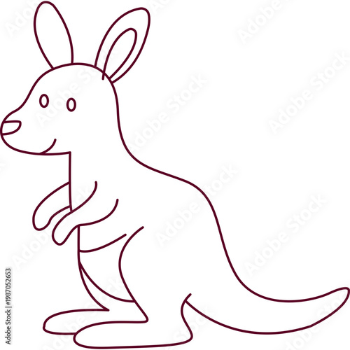 Cute Kangaroo Line Art Illustration for Kids