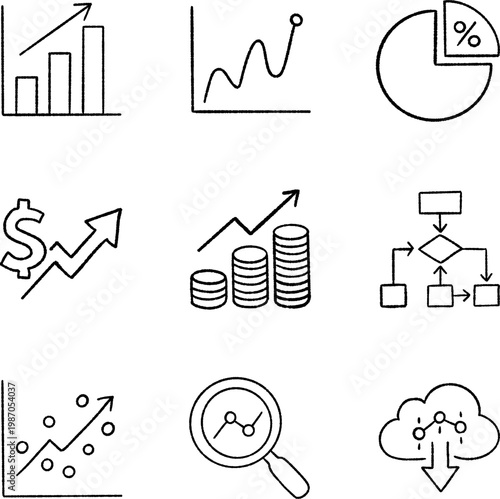 Business Analytics and Data Monitoring Icon Set