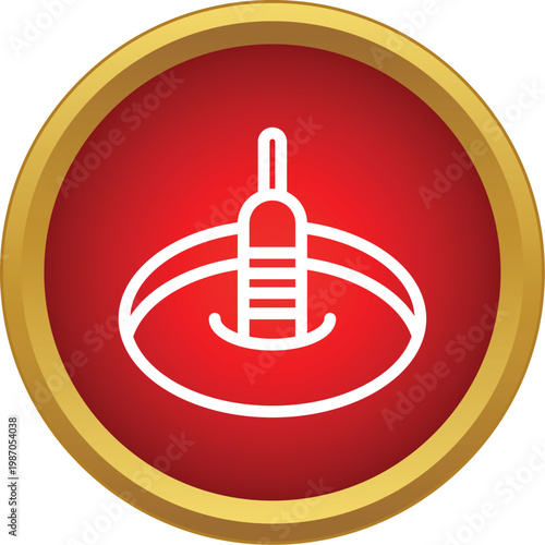 Fishing bobber or float representing angling equipment on a red background