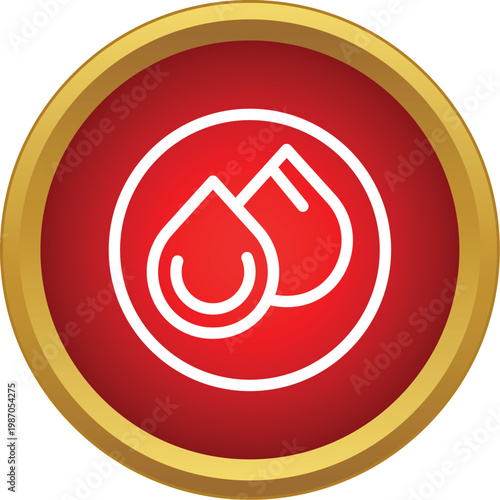 Blood drops in a red circle representing hematology and liquid donation