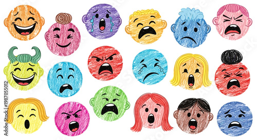 Colorful Emoji Faces Emotions.