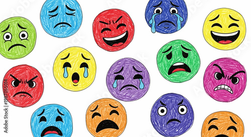 Colorful Emoji Faces Emotions.