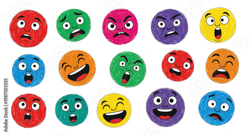 Colorful Emoji Faces Emotions.