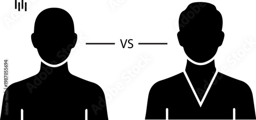 Two black silhouettes of men with different necklines compared side by side