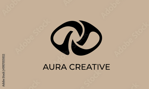 aura creative, Abstract infinity wave logo design for luxury fashion brand or creative agency.