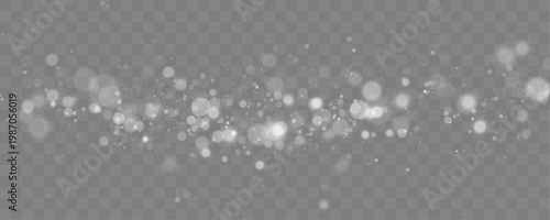 Bright soft bokeh glow on transparent abstract background. Floating particles add smooth dynamic effect. Minimal clean visual style.