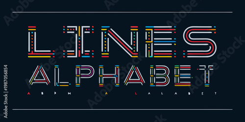 Colorful typographic design featuring the words lines alphabet and letters