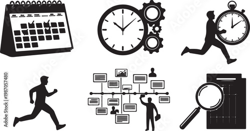 Stock market icon set. Containing stocks, stock exchange, financial goal, shares, investment, bull market, bear market and investment icons. Solid icon collection. Vector illustration.