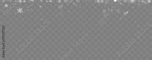 Snowflakes drifting softly across transparent background. Subtle motion creates calm visual rhythm. Clean seasonal design style.