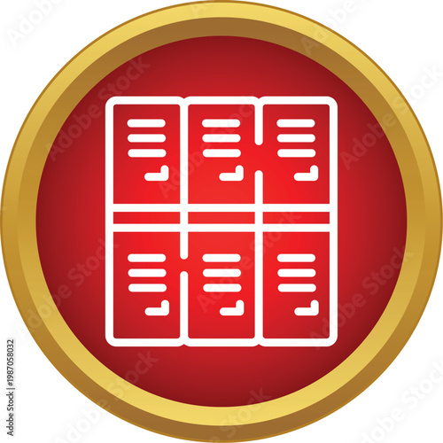 Locker room storage compartments securing personal belongings icon