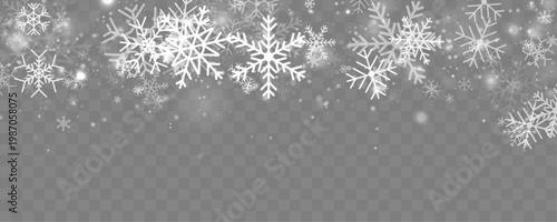 Soft snowfall with white snowflakes drifting on transparent background. Gentle motion creates calm winter atmosphere. Perfect festive design overlay.