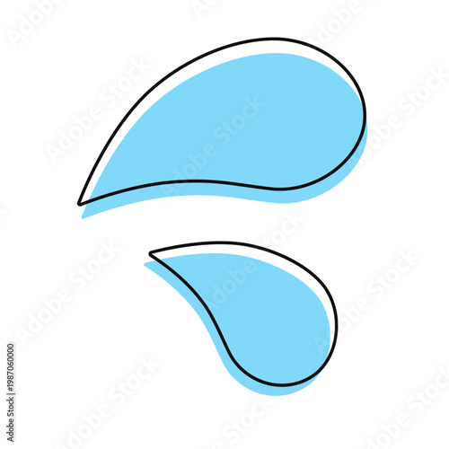 しずく、涙マークのアイコンイラスト：青007