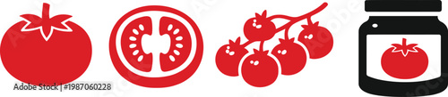 Fresh Tomato and Gourmet Sauce Product Icon Set