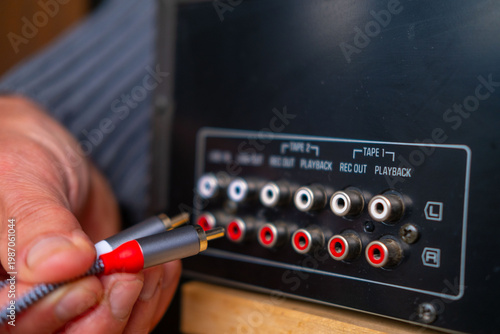 Tableau sur toile Black phono preamplifier with RCA connectors, ground terminal, power input jack,