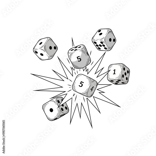 Dice Flying Explosion - Gambling, Chance, Game, Luck, Casino, Play, Random