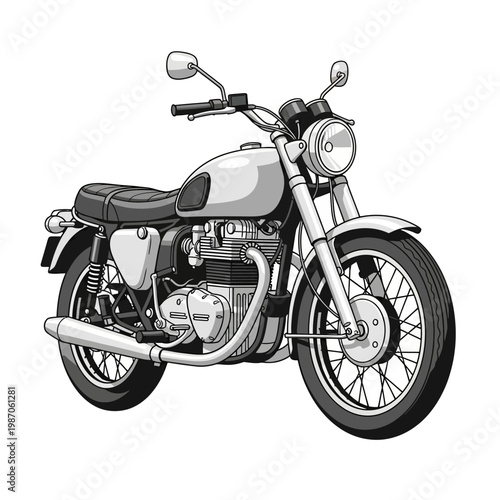 Classic Motorcycle Illustration: Vintage Cafe Racer Style