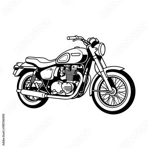 Classic Motorcycle Illustration - Vintage Style Cafe Racer Bike
