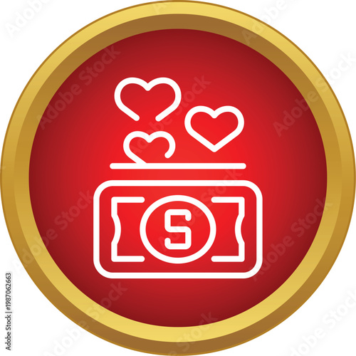 Money banknote with hearts symbolizing financial giving and support