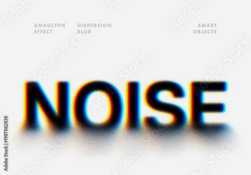 Grainy Blur Text Effect – Anaglyph Typography for Logo, Poster & Branding (PSD)