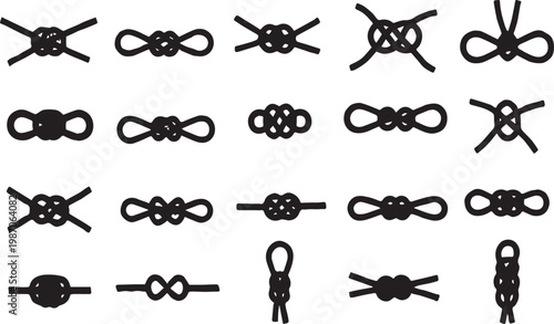 Collection of Black Silhouette Knots on White Background various vector